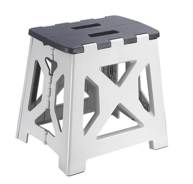 Portable Plastic Folding Stool Outdoor Camping Stool Chair Seat - Grey