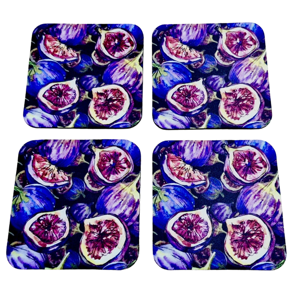 Coasters with Rubber Backing - Ripe Open Cut Figs