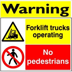Warning Forklift Trucks Operating 29x29cm Sign- 2 Pack