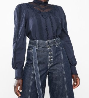 Women's Vero Moda Dawn long sleeve midi shirt - navy