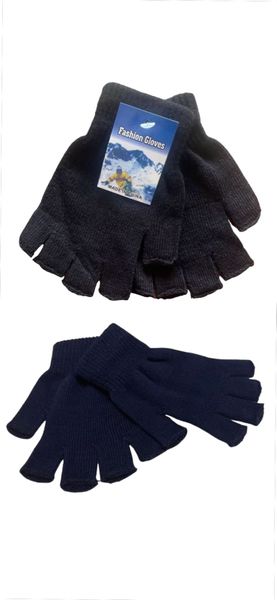Fingerless Gloves - Set of 2 Pair - Black and Navy Color