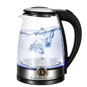 Captain - K - 2LT Cordless Electric Stainless Steel Glass Kettle with LED