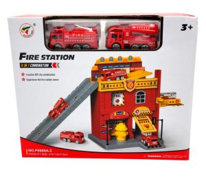 Toy Fire Station with Fire Trucks
