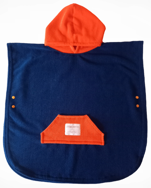 Strandloper - Kids Microfiber Poncho - Navy/Orange - XS