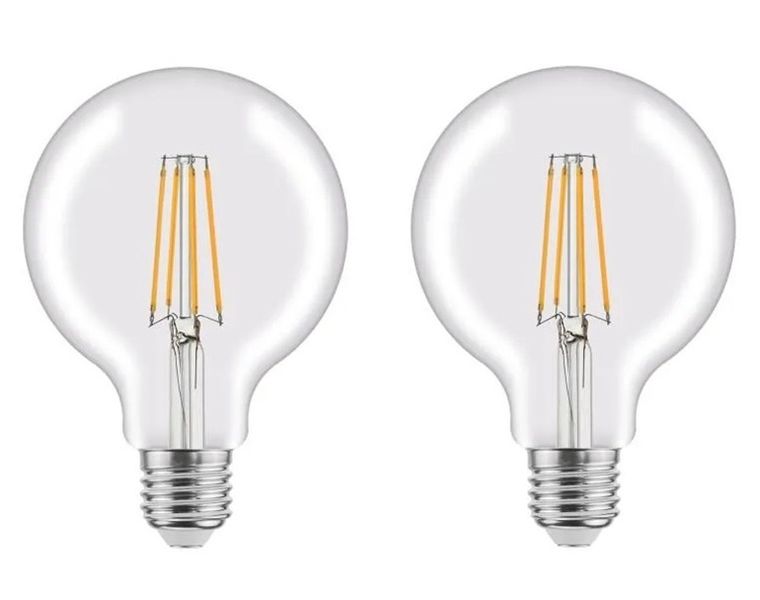 Teempeest E27 LED Filament Bulb G125 6W - Cool White 2 Pack