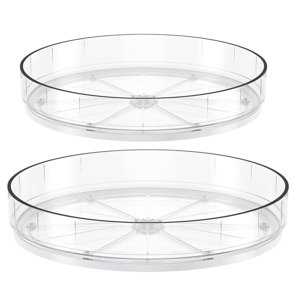 2 Pack Clear Lazy Susan Turntable Organizer for Cabinet, Fridge &amp; Kitchen