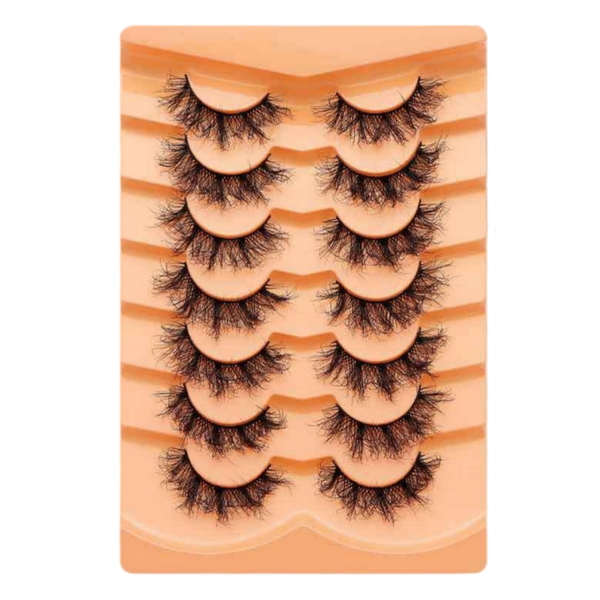 7 Pairs of Natural Curl Winged Effect Cat Eye Look Volume Lashes