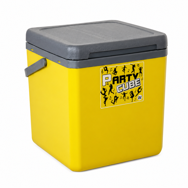 Party Cube - Portable Cooler Box for Events and Picnics - Yellow - 25L