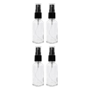 Regent Glass Mist Spray Bottles with Black Lids 4 Pack, 35ml