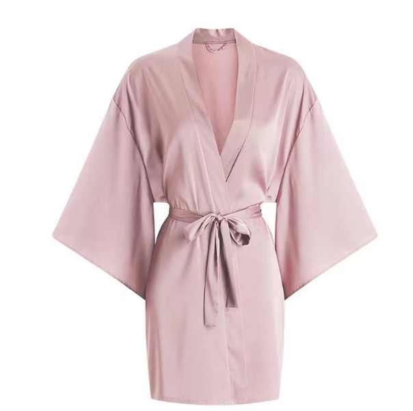 Women's Pure Short Kimono Robes Bride Bridesmaids Silky Bathrobe-L