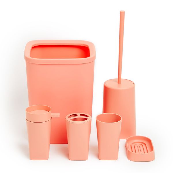 G&amp;M Stylish Terracotta 6-Piece PP Bathroom Accessory Set