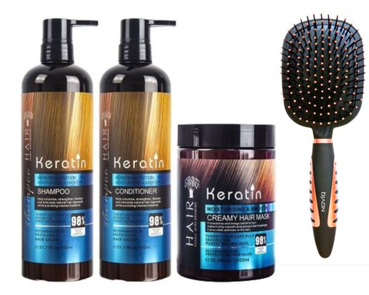 Keratin Shampoo &amp; Conditioner &amp; Keratin Creamy Hair Mask &amp; Hairbrush