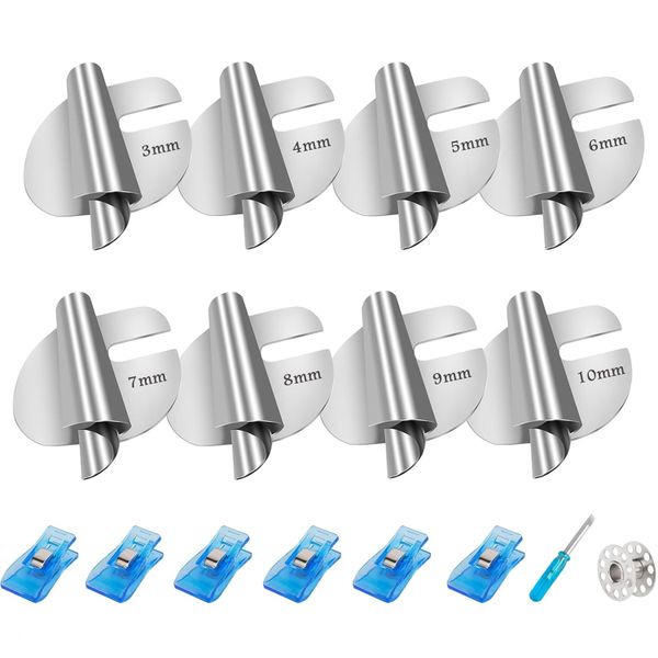 3-10mm Universal Sewing Rolled Hemmer Foot and Sewing Clips Set - 16 Pieces
