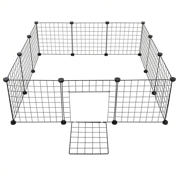 Foldable Dog Playpen 12 Panels with Gate DIY Iron Run Fence Puppy House