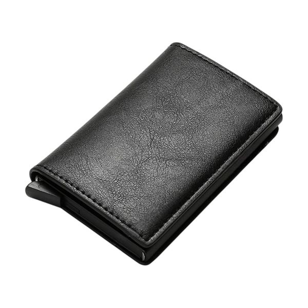 PU Leather Card Holder with Smart Pop-Up Card Ejector