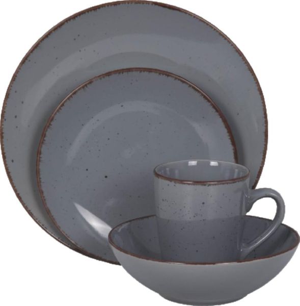 Dream World Red Rounded Stoneware Dinnerware Set of 16 Pieces