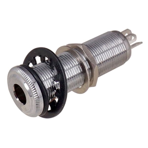 6.35mm Brass Threaded Cylinder Guitar Jack Socket,Silver