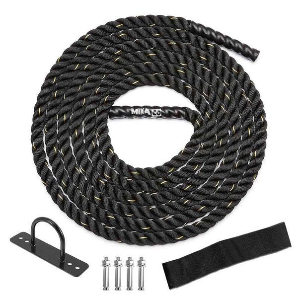 MIkaco Battle Training Rope(9m length) with Wall Anchor Set