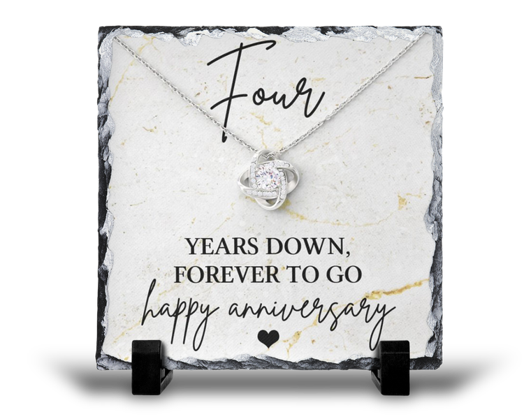 Four Years Down Forever To Go 4th Anniversary Gift Rock Slate