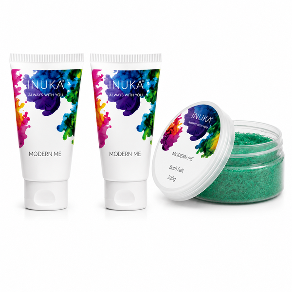 Inuka Modern Me Body Wash, Body Lotion and Bath Salt Set - Green for Her