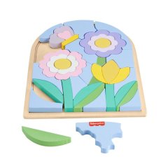 Fisher-Price Wooden Flower Puzzle Blocks, 37 FSC-Certified Wood Pieces