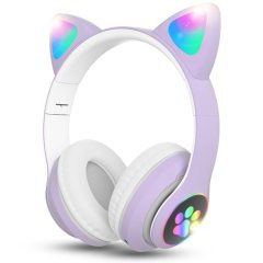 Techme VZV-23M Cat Ear LED Wireless Bluetooth Headphone - Light Purple