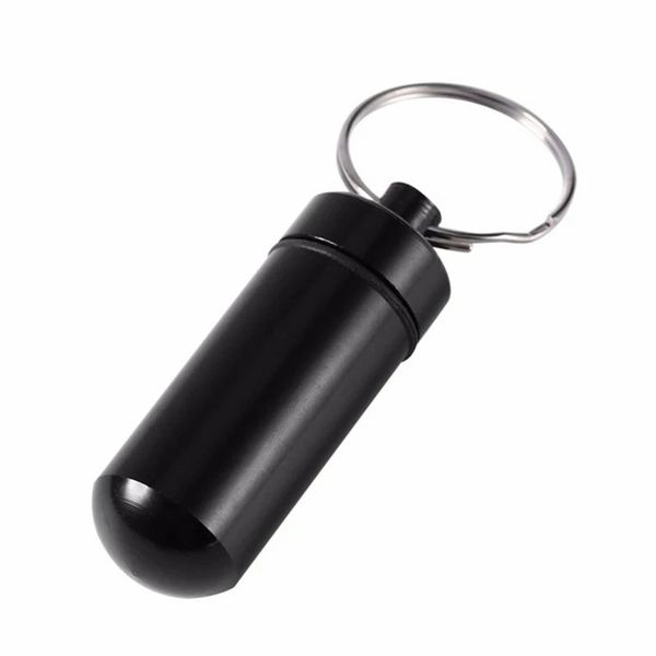 Mini Waterproof Pill Box Key Ring/Metal Keychain Sealed Medicine Storage