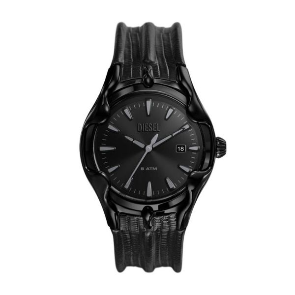 Diesel Vert Mens Black Leather Strap Watch-DZ2193