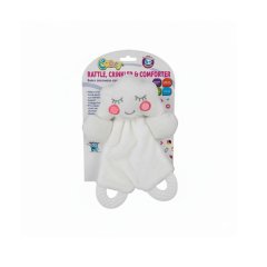 Baby Rattle Crinkle &amp; Comforter Toy White or Yellow