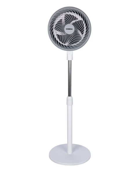 Omega 10-Inch Pedestal Fan with Powerful Airflow - Grey and White