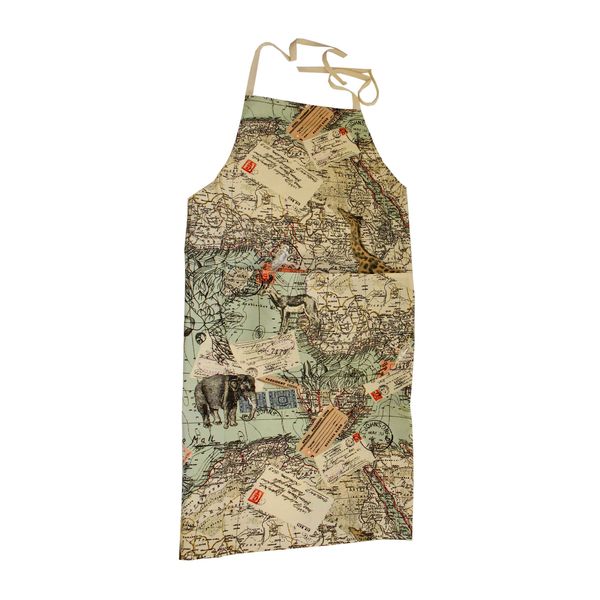 Launch Republic Africa Map Printed Apron Handmade Beige Straps