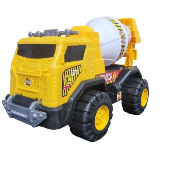 Yellow Cement Mixer Construction Truck Toy for Kids - Push &amp; Play Vehicle