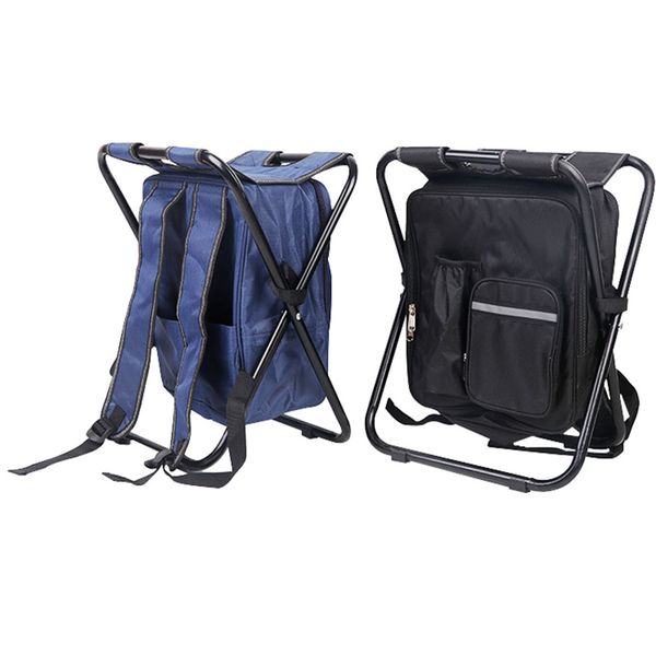 Outdoor Camping Folding Fishing Chair Stool Backpack with Cooler Bag