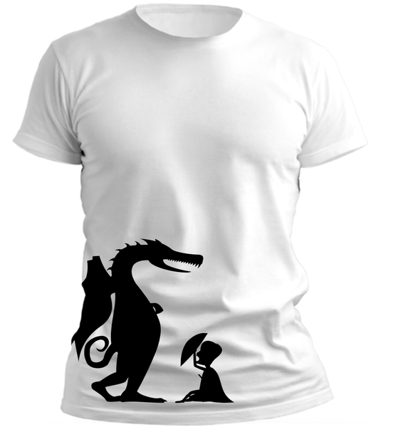 PepperSt Men's White T-Shirt - Dragon And Child
