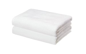 100% 5 Star Hotel White Cotton Plain Bath Towel - 2 Pack