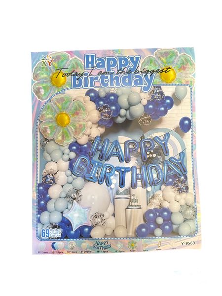Blue birthday balloon set