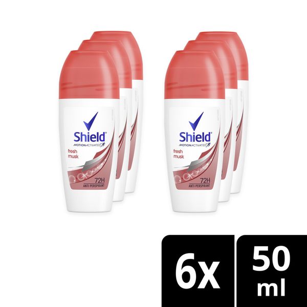 Shield Women Fresh Musk Antiperspirant Roll-On Deodorant 6x50ml