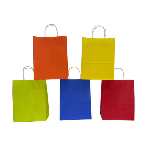 50-Packages Paper Bags with Handles - 21x11x27cm, Mixed Colours