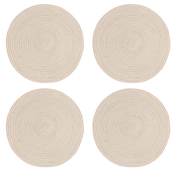 Set of 8 Round Placemats,Heat Resistant,BohemianStyle Cotton Placemats