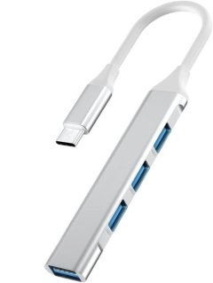 Type-C To 4-Port USB 3.0 Hub - Aluminum High-Speed Adapter (White) HJ-112