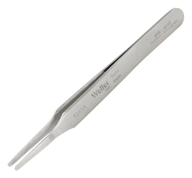 Weller Erem (52ASA) Tweezer, Flat Round, 4.724 ", Stainless Steel