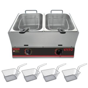 Vito dfg-12l 12 L Gas Deep Fryer and 4 Chip Baskets