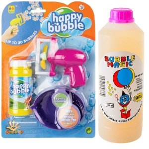 Mini Purple Bubble Gun &amp; Bubble Liquid Refill Container (1L) Combo