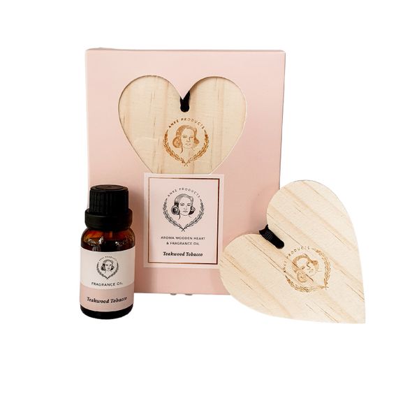 Anke Products - Teakwood &amp; Tobacco Wooden Heart &amp; Essential Oil
