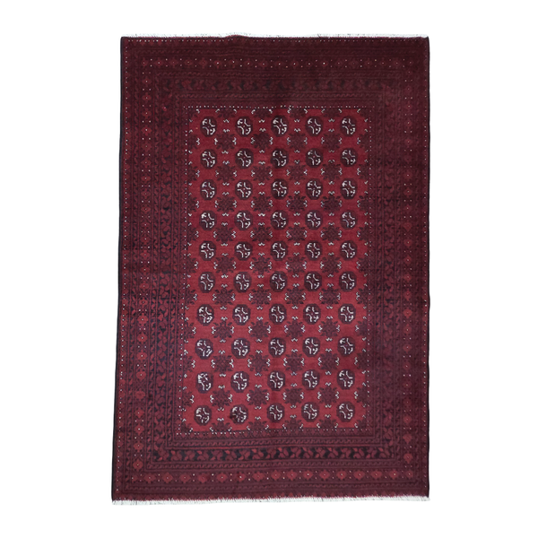 Rugs of Persia / 240 x 156cm Handmade Burgundy Red Afghan Wool Area Rug