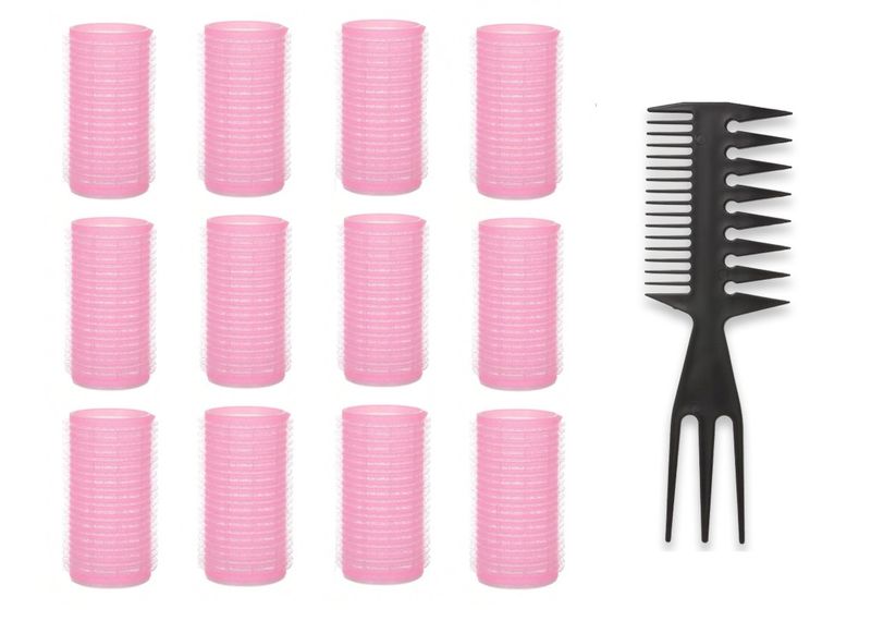 Set of 12 Small Hair Curlers &amp; Comb