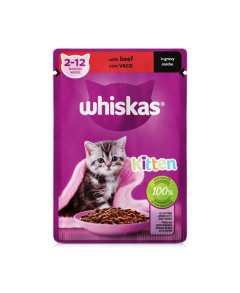 Bulk Pack 48 x Whiskas Wet Kitten Food Beef in Gravy 85g Pouch