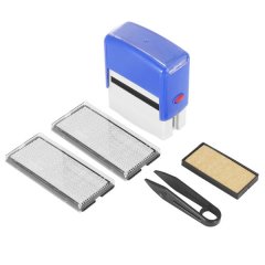 Self Inking Stamp Set Custom Personalised DIY with Tweezers Kit Blue