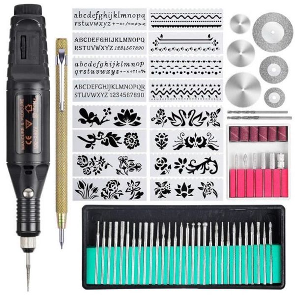 70 Pieces Electric Micro Engraver Pen Vibro Engraving Tool Kit