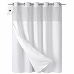 Topika Fabric Shower Curtain 180x200cm with Snap Liner, No Hooks Needed